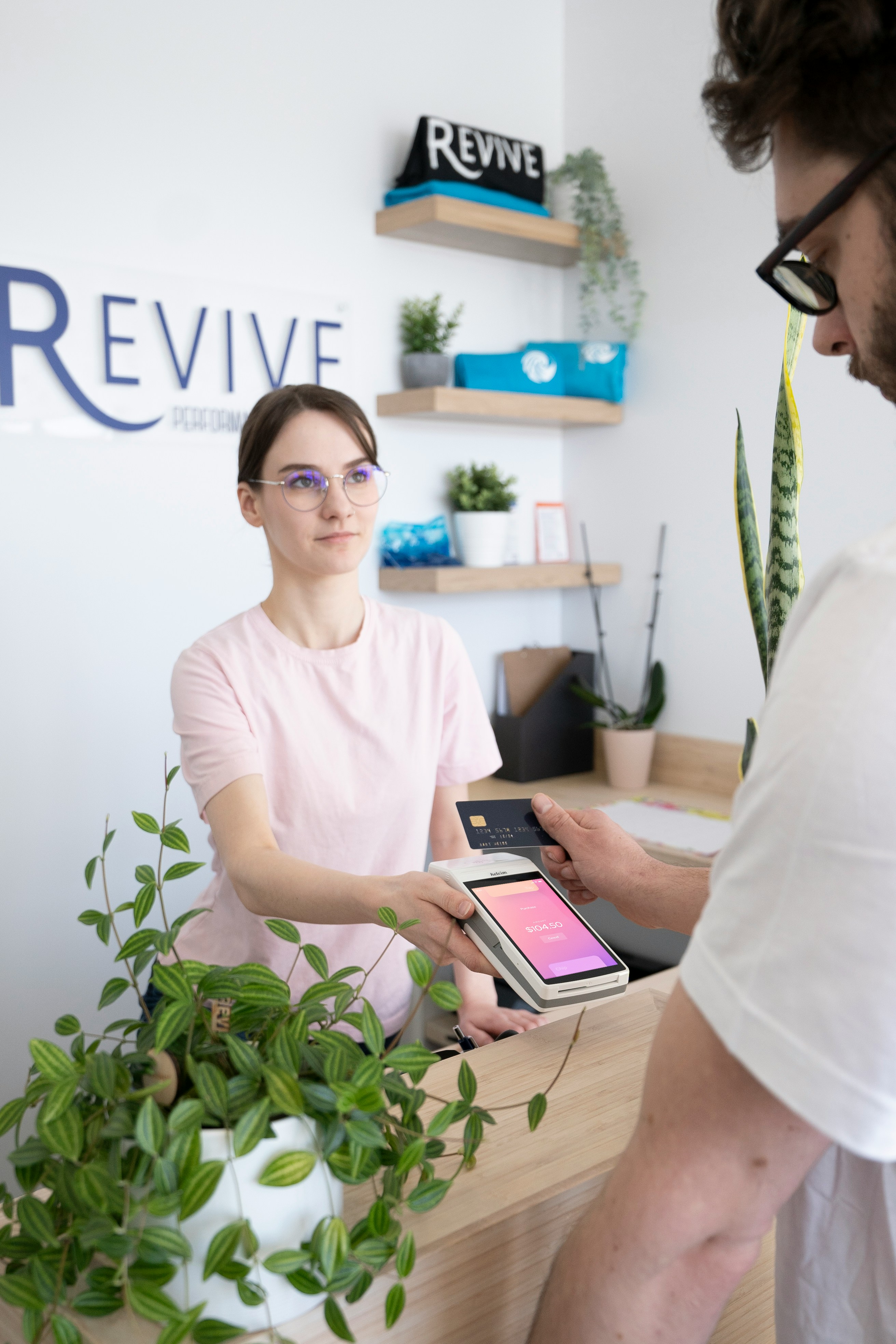 Customer paying for the service